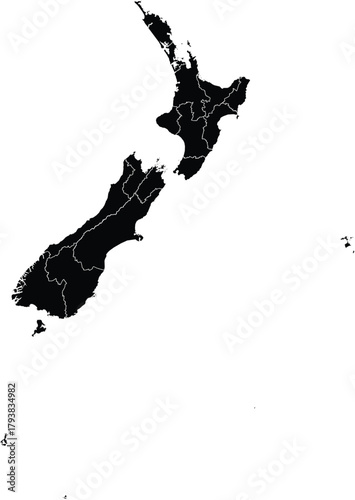 Vector Map of New Zealand with Regions