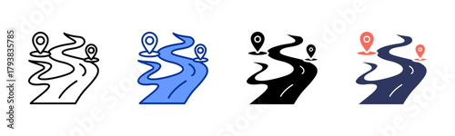 Journey Flow icon set multiple style collection