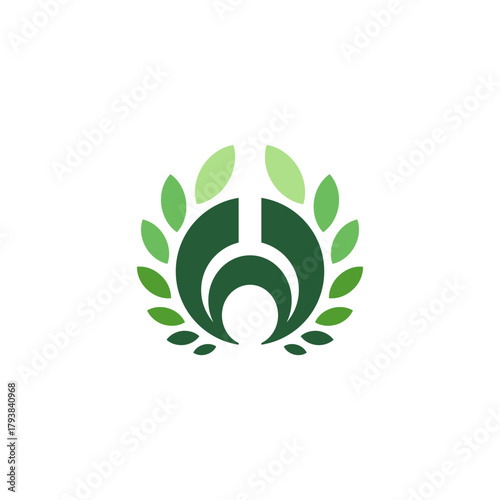 W leaves glory logo, growth leaf, plant symbol green, healty