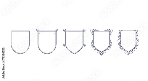 Collection of five medieval shield designs