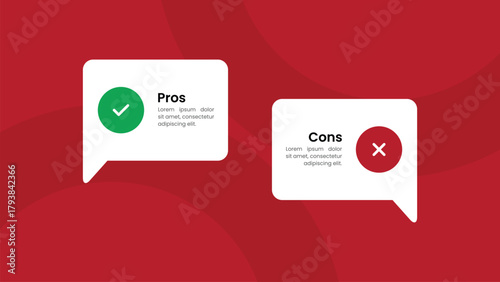 Pros and Cons Comparison Infographic with Speech Bubbles
