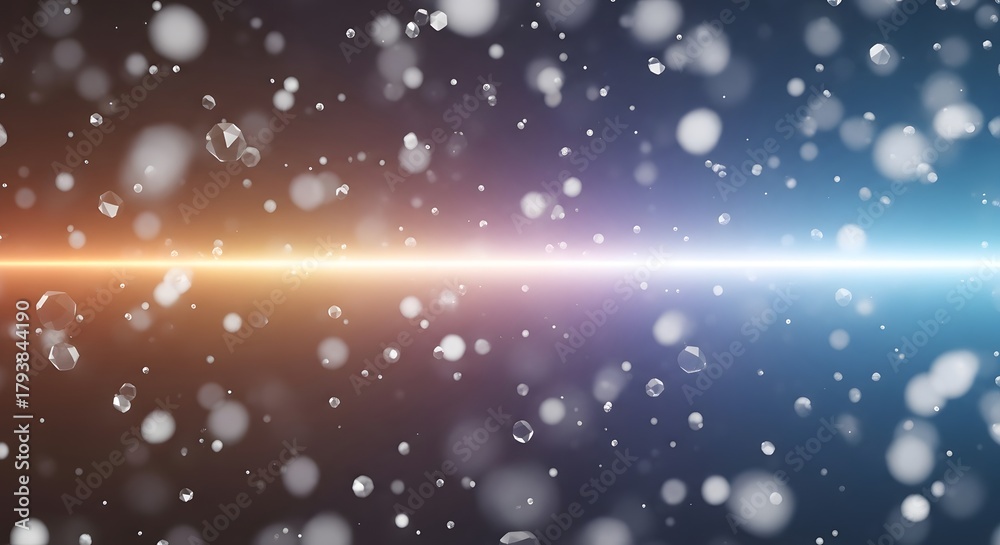 Obraz premium Abstract Background with Floating Geometric Crystals and Bokeh Lights