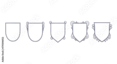 Collection of five classic shield emblems