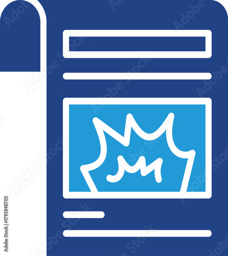 A document art icon with the visual impact of an explosion, used to represent events, documentation, or news.