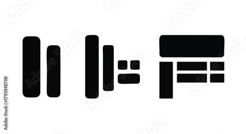 Abstract Layout Icons Representing Content Hierarchy and Website Structure