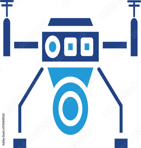 The UAV drone icon emphasizes the of remote sensing, advanced robotics, and the air power of military reconnaissance operations.