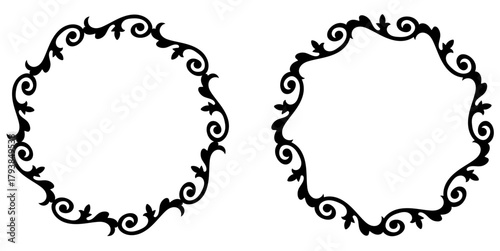 Circular Victorian Swirls Vintage Vector Ideal for wedding invitations, borders, luxury branding, and designs requiring a sophisticated, ornate, vintage aesthetic.