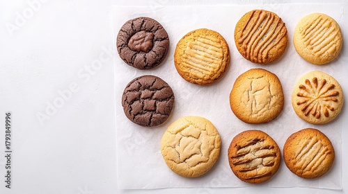 Assorted Delicious Homemade Cookies on White Surface with Unique Designs and Textures Freshly Baked Treats