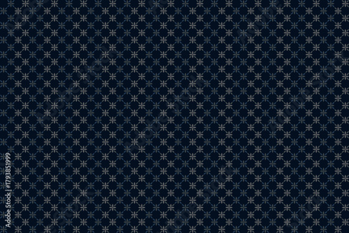 Abstract seamless pattern with grey n blue square flower on dark blue background. Vector illustration, for masculine shirt lady dress cloth cover decoration textile wallpaper all over