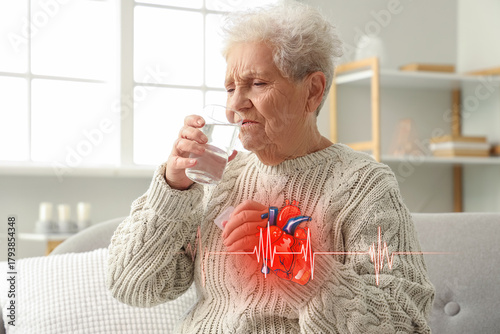 Elderly woman with heart at...