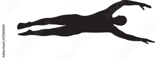 Black silhouette of a male swimmer performing freestyle stroke black and white swimming 1