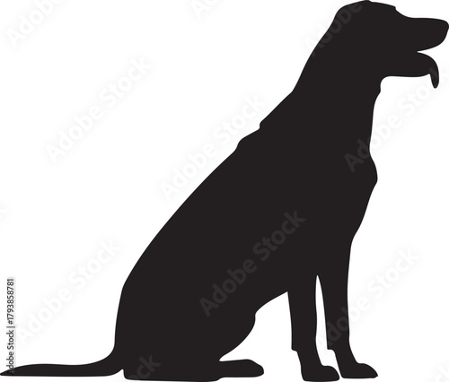 Black silhouette of a sitting dog with its tongue out vector