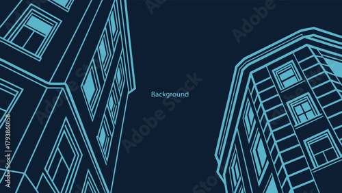 Modern Urban Architecture City Perspective Line Art with vector illustration