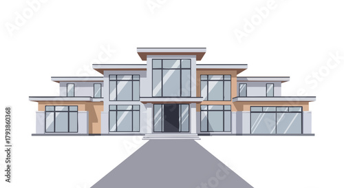 Sophisticated Contemporary Mansion: An Architectural Render of a Luxurious Home Design, Revealing Minimalist Elegance and Modern Aesthetics in