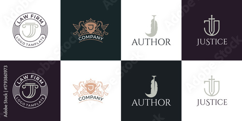 Vintage Elegant Logo Collection for Law Firm, Corporate Crest, Author Monogram, and Justice Emblem