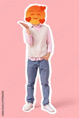 Handsome young man blowing ...