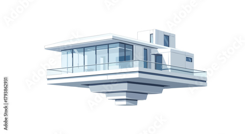 Modernist marvel: A minimalist architectural concept rendering on an isolated background