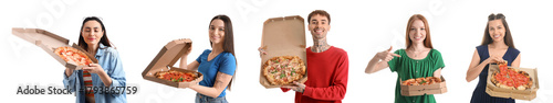 Set of people with tasty pi...