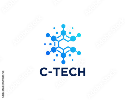 Tech hexagon letter C logo