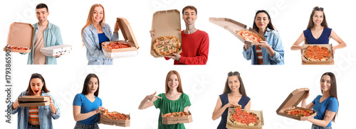 Set of people with tasty pi...