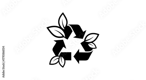 Recycle symbol with leaves illustration.