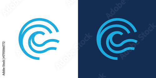 Circle Wave Logo , A dual-meaning design combining a circle sun and wave, symbolizing flow, harmony, and continuous movement.