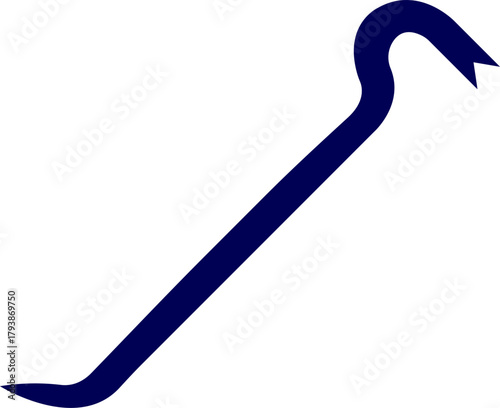 Crowbar silhouette vector. Black and white illustration of crowbar. Bold black silhouette of a versatile crowbar tool, ready for construction, demolition, or rescue operations. 