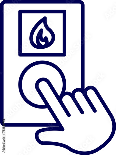 Line art vector of fire alarm switch. fire alarm line icon. fire switch icon. Fire emergency button. 