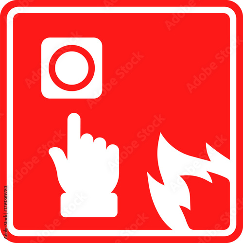 Vector of Fire Alarm Call Point. Fire Safety Sign. Fire drill station. Fire alarm pull station. Fire alarm sign. Fire fighting equipment signal pictogram vector. Activate fire alarm trigger system. 