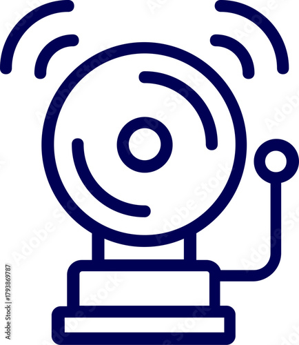 Line art vector of Fire alarm bell. Fire Alarm Bell Outline Safety at Workplace Outline Flat Design Icon. fire bell icon. Outline of Fire alarm bell. Fire Alarm Bell Sign. Emergency Alert Icon. 