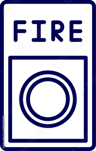 Fire alarm switch outline vector illustration. Icon of fire alarm box. Line art vector of Fire alarm switch for emergency fire break out.  fire alarm button. fire alarm fire emergency safety icon. 