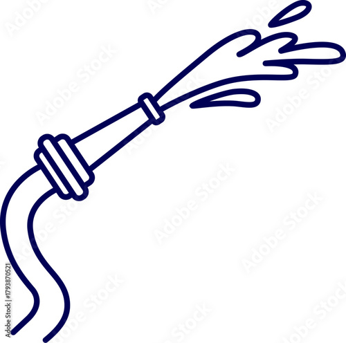 Line art Vector of Fire hose with nozzle. Fire Hose Nozzle Vector. Outline of a gas pump nozzle. 