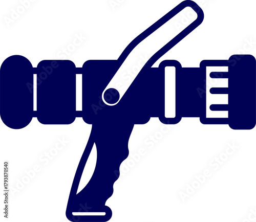 Silhouette vector of Fire hose nozzle on white background. Icon of Watering nozzle. Solid Garden hose nozzle.