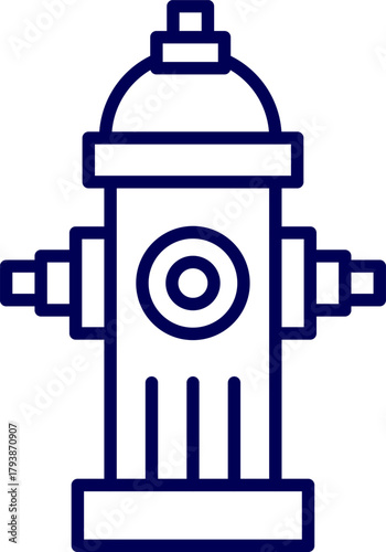 Fire hydrant icon and flat style design. Fire hydrant icon in minimalistic thin line stroke design. water hydrant symbol. Fire hydrant outline. Vector illustration. 