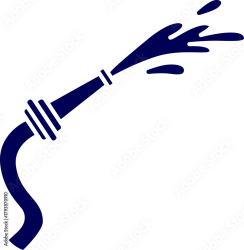 Fire hose with nozzle silhouette vector. Solid icon of a gas pump nozzle. Fire Hose Nozzle. Emergency fire hose Nozzle. 