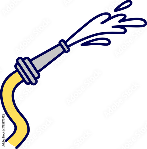 Vector of Fire hose with nozzle. Illustration of a gas pump nozzle. Fire Hose Nozzle Vector. 