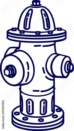 vector illustration of fire hydrant. Vintage fire hydrant for urban design use. Fire hydrant realistic illustration, isolated on white background, fire extinguishing device, vector