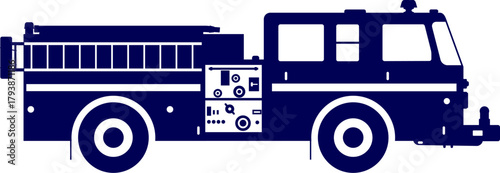 Silhouette Vector of Fire truck. Fire truck icon with transparent background symbolizing emergency response and firefighting vehicle. fire truck with fire engine. 
