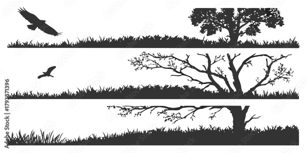 custom made wallpaper toronto digitalNature Landscape Silhouette Design Elements Trees Birds with vector illustration