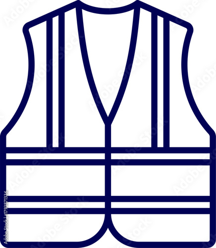 Line art vector of Firefighter safety vest. Fireman apron outline. Icon of Firefighter safety Vest. safety vest with reflective stripes. A Tactical Vest for Safety and Security. 