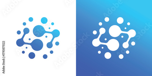 Molecule Connect Logo , A dual-meaning design combining molecular shapes and connection lines, symbolizing science, collaboration, and modern technology.