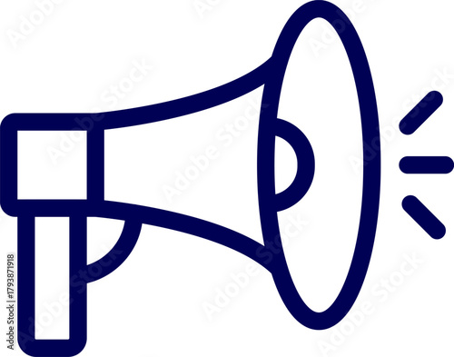 Line art Vector of megaphone. Outline of Megaphone speaker for announce, advertising, promotion, and Grand sale. Icon of megaphone loudspeaker. Vector of bullhorn megaphone. Loudspeaker megaphone. 