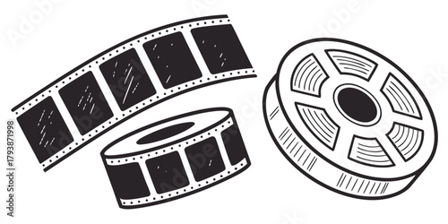 Vintage Film Reel Strip Cinema Movie Entertainment with vector illustration