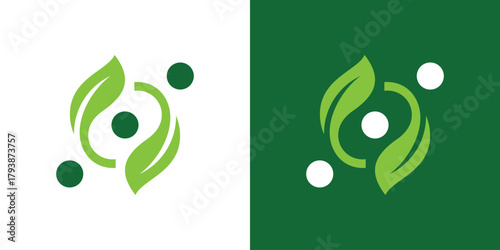 People Leaf Logo , A dual-meaning design combining a human figure and leaf, symbolizing wellness, growth, and natural harmony.