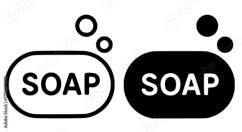Minimalist icon, bar soap vector, black and white, outline and silhouette