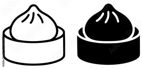 Minimalist icon, dimsum vector, black and white, outline and silhouette