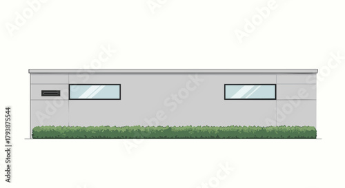 Architectural Visualization of a Modern Minimalist Structure with Greenery Depiction in Subtle Hues for Creative Applications