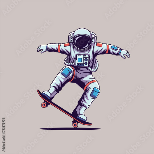 Astronaut Skateboarder Performing a Trick