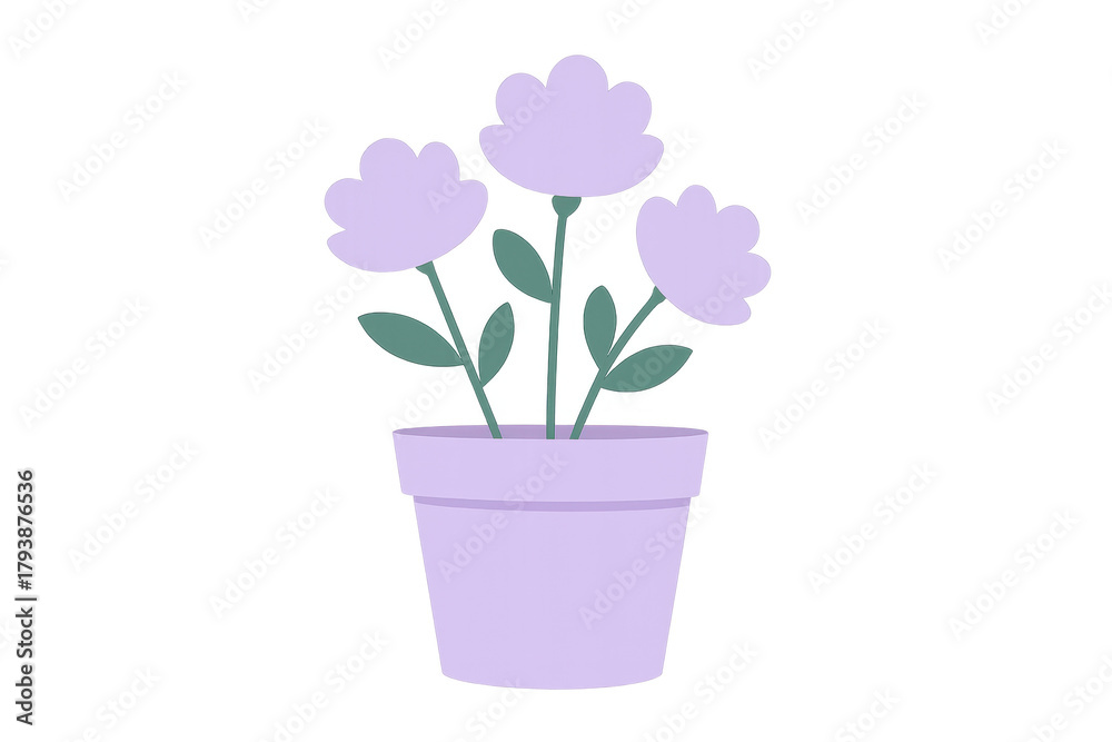 Obraz premium Potted pastel flowers vector illustration with transparent background
