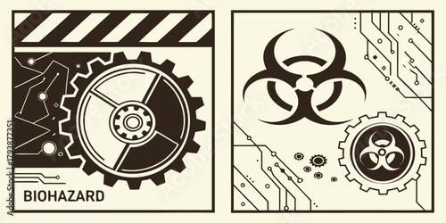 Biohazard Technology Industrial Danger Risk Safety System with vector illustration